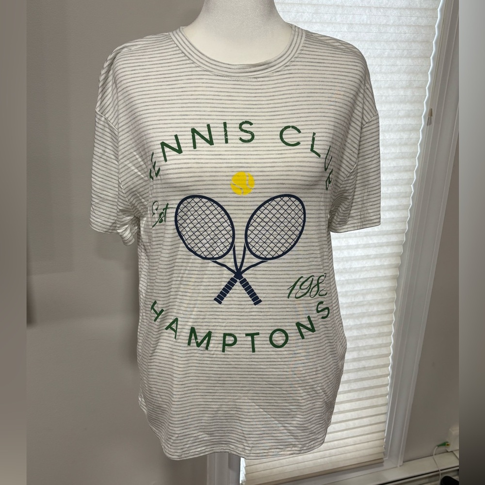 Tennis Club Hamptons striped t shirt size S